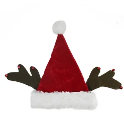 Red and Brown Reindeer Antlers Santa Hat Unisex Adult Christmas Costume Accessory - One Size Costumes