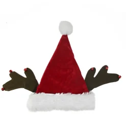 Red and Brown Reindeer Antlers Santa Hat Unisex Adult Christmas Costume Accessory - One Size Costumes