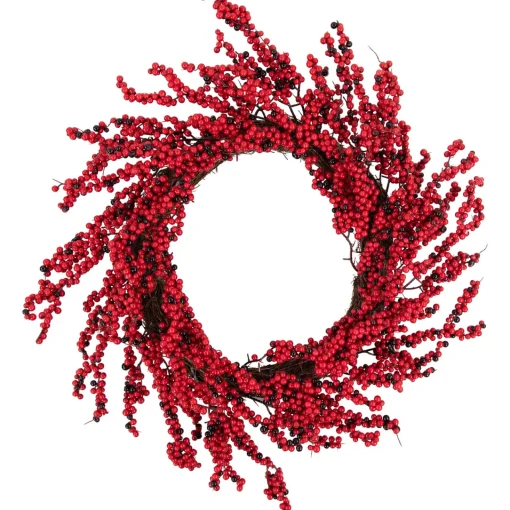 Sale Red and Burgundy Berry Artificial Christmas Wreath, 22-Inch Unlit Unlit