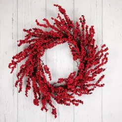 Sale Red and Burgundy Berry Artificial Christmas Wreath, 22-Inch Unlit Unlit