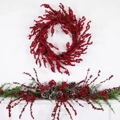 Sale Red and Burgundy Berry Artificial Christmas Wreath, 22-Inch Unlit Unlit
