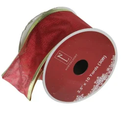 Online Red and Gold Solid Christmas Wired Craft Ribbon 2.5" x 10 Yards Ribbons & Bows