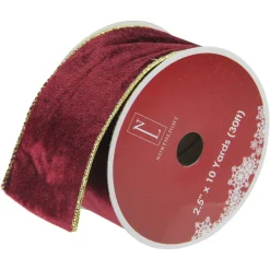 Online Red and Gold Wired Christmas Craft Ribbon 2.5" x 10 Yards Ribbons & Bows