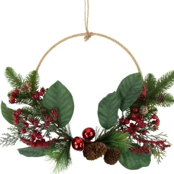 Outlet Red and Green Foliage, Pinecones and Berries Artificial Christmas, 17-Inch, Unlit Unlit