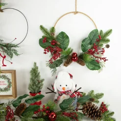 Outlet Red and Green Foliage, Pinecones and Berries Artificial Christmas, 17-Inch, Unlit Unlit