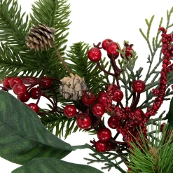 Outlet Red and Green Foliage, Pinecones and Berries Artificial Christmas, 17-Inch, Unlit Unlit
