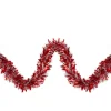 Hot Red and Silver Wide Cut Christmas Tinsel Garland - 12 feet, Unlit Colorful
