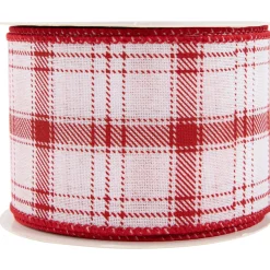 Best Red and White Plaid Wired Craft Christmas Ribbon 2.5