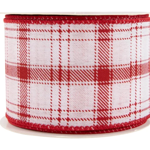 Best Red and White Plaid Wired Craft Christmas Ribbon 2.5" x 10 Yards Ribbons & Bows