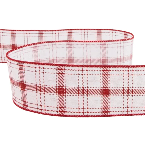 Best Red and White Plaid Wired Craft Christmas Ribbon 2.5" x 10 Yards Ribbons & Bows