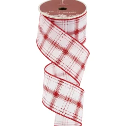 Best Red and White Plaid Wired Craft Christmas Ribbon 2.5
