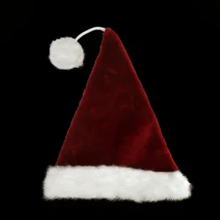 New Red and White Pom Pom Santa Unisex Adult Christmas Hat Costume Accessory - One Size Costumes
