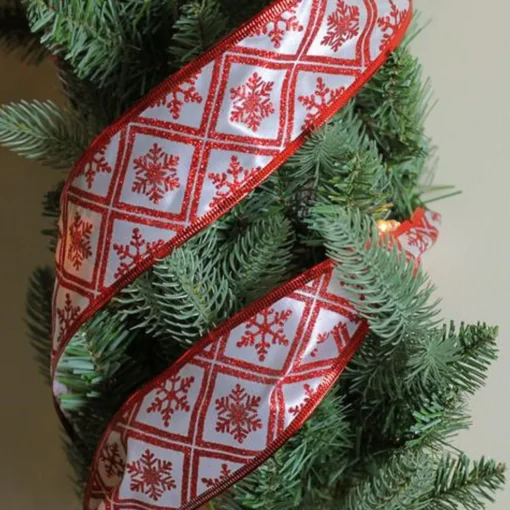 Outlet Red and White Snowflake Christmas Wired Craft Ribbon 2.5" x 10 Yards Ribbons & Bows