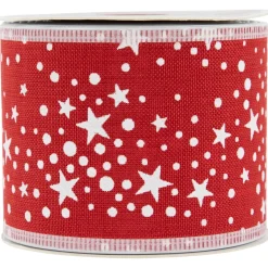 Outlet Red and White Stars Wired Craft Christmas Ribbon 2.5