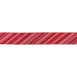 Red and White Striped Christmas Wired Craft Ribbon 2.5" x 10 Yards Ribbons & Bows