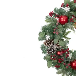 Sale Red Bells and Mixed Foliage Artificial Christmas Wreath, 30-Inch, Unlit Unlit