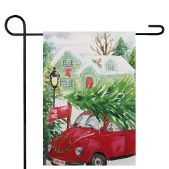 Best Red Car and Christmas Tree Outdoor Garden Flag 12.5" x 18" Yard Signs