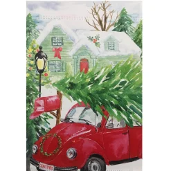 Outlet Red Car and Christmas Tree Outdoor House Flag 20" x 48" Yard Signs
