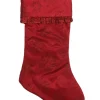 New Red Glitter Satin Snowflake Christmas Stocking With Ruffle Stockings