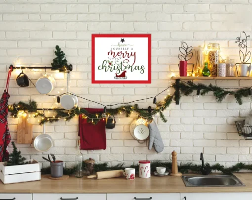 Best Red Have Yourself a Merry Little Christmas 14.5" x 16.5" Framed Christmas Wall Decor Sign Poster in a Red Wooden Frame with UV Acrylic and Hangers Wall