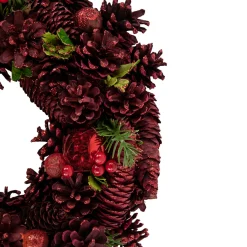 Online Red Pinecone, Berry and Ornament Christmas Wreath, 13.5-Inch, Unlit Unlit