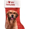 Online Red Satin I Love My Golden Retriever Christmas Holiday Stocking Stockings