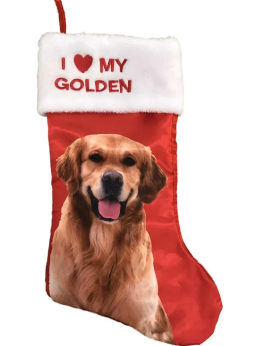 Online Red Satin I Love My Golden Retriever Christmas Holiday Stocking Stockings