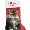 Best Red Satin I Love My Gray Cat Christmas Holiday Stocking Stockings