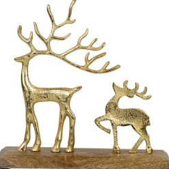 New Reindeer and Fawn Metal Christmas Figure - 10.25" - Gold Animals