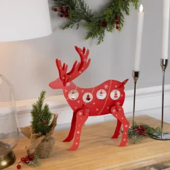 Outlet Reindeer Cut-Out Ornament Holder Christmas Decoration - 13.25" - Red and White Animals