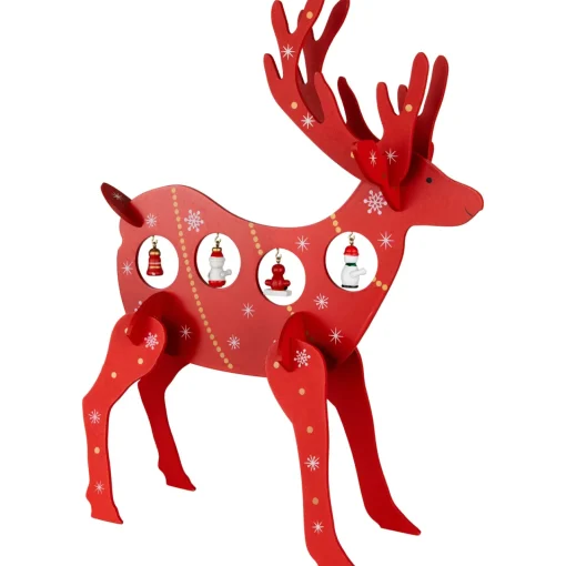 Outlet Reindeer Cut-Out Ornament Holder Christmas Decoration - 13.25" - Red and White Animals