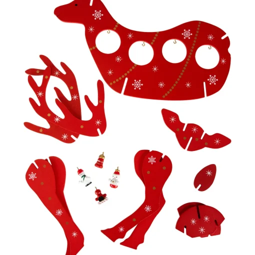 Outlet Reindeer Cut-Out Ornament Holder Christmas Decoration - 13.25" - Red and White Animals