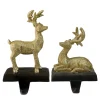 Reindeer Glittered Christmas Stocking Holders - 8.5" - Gold - Set of 2 Stocking Holders