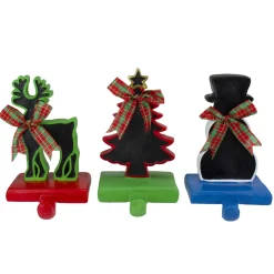 Outlet Reindeer, Tree, and Snowman Chalkboard Christmas Stocking Holders - 7" - Set of 3 Stocking Holders