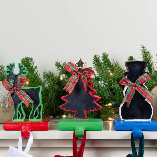 Outlet Reindeer, Tree, and Snowman Chalkboard Christmas Stocking Holders - 7" - Set of 3 Stocking Holders