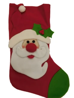 New Relt Felt Santa Claus & Holly Christmas Stocking Stockings