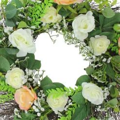Rose and Foliage Artificial Spring Wreath - 24-Inch, Unlit Unlit