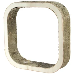 Rustic Square Wood Bark Decoration - 13.5" - Ivory and Brown Novelty