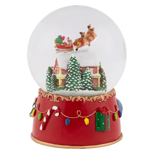 Outlet Santa and Reindeer Christmas Night Musical Snow Globe - 7" Snow Globes