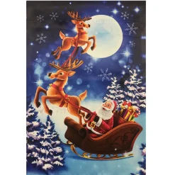 Hot Santa and Reindeer Sleigh Ride Outdoor House Flag 28" x 40" Yard Signs