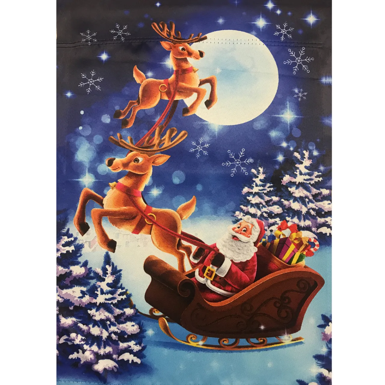 Hot Santa and Reindeer Sleigh Ride Outdoor Garden Flag 12.5" x 18" Yard Signs