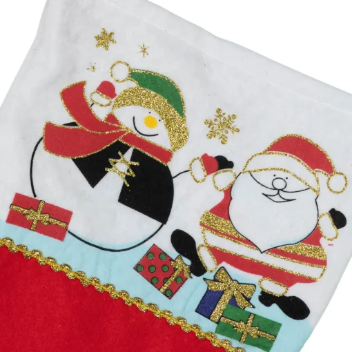 Online Santa and Snowman Christmas Stocking - 19" - Red and White Stockings