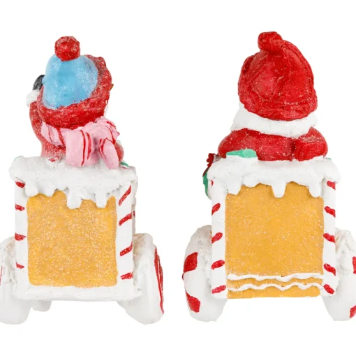 Outlet Santa and Snowman on Gingerbread Train Car Christmas Figurines - 6.75" - Set of 2 Santa Claus