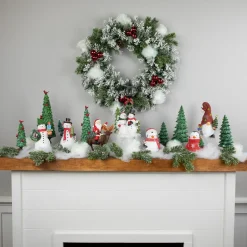 Outlet Santa Claus on a Reindeer Holding a Frosted Pine Tree Christmas Figurine - 8.25