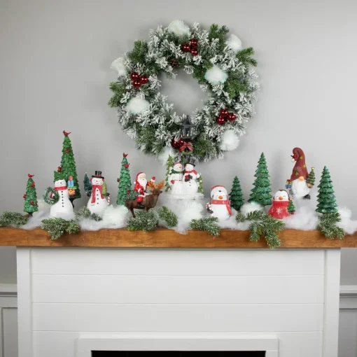 Outlet Santa Claus on a Reindeer Holding a Frosted Pine Tree Christmas Figurine - 8.25" Santa Claus