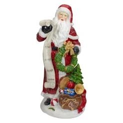 Outlet Santa Claus with Gift Sack and a Nice and Naughty List Christmas Figurine - 11.5" Santa Claus