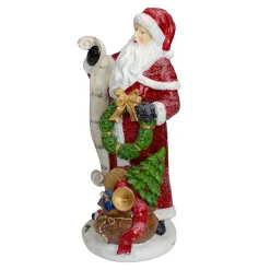 Outlet Santa Claus with Gift Sack and a Nice and Naughty List Christmas Figurine - 11.5" Santa Claus