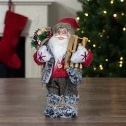 Discount Santa Claus with Presents and Sled Standing Christmas Figure - 12" Santa Claus
