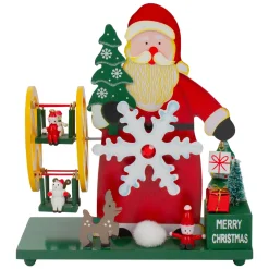 Online Santa Claus Wonderland Christmas Musical Decoration - 9.5" - Red and Green Animated & Musical