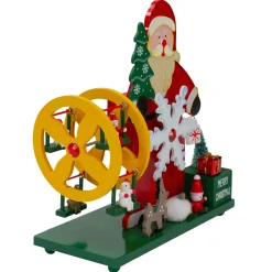 Online Santa Claus Wonderland Christmas Musical Decoration - 9.5" - Red and Green Animated & Musical